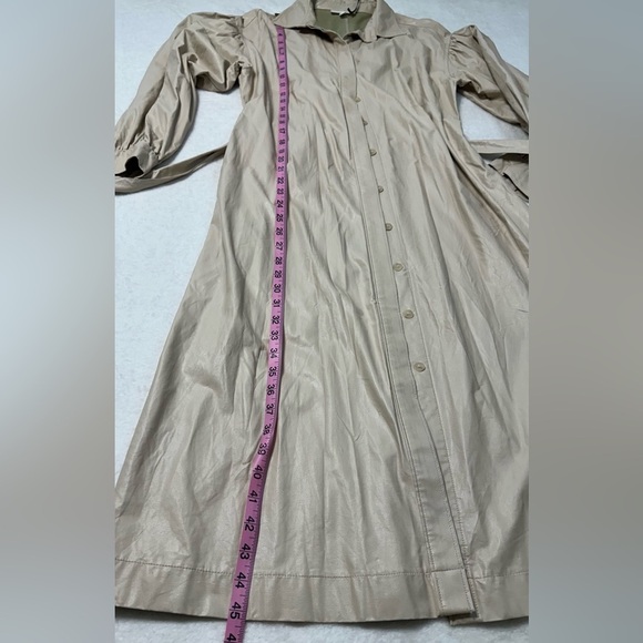 Prologue Cream Faux Leather Puff Poet Sleeve Button Duster Jacket /Dress - Picture 5 of 16